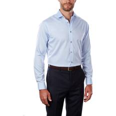 Men Shirts Calvin Klein $75 mens regular-fit blue herringbone cotton dress shirt 17.5