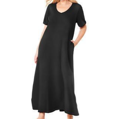 Women Nightgowns Dreams & Co Long T-Shirt Lounger - Black