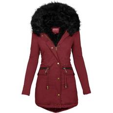LUGOGNE Winter Coats for Women Warm Hooded Outerwear Solid