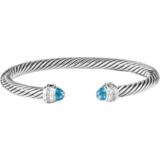Diamond Bracelets David Yurman Cable Classics Bracelet - Silver/Blue Topaz/Diamonds