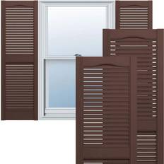 Ekena Millwork Builders Edge, TailorMade Cathedral Top Center Open Louver Shutters, Includes Matching Installation Spikes Per Pair Federal Brown