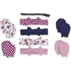 Headbands Children's Clothing Hudson baby cotton headband and scratch mitten set, pink navy floral, 0-6m