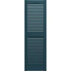 Ekena Millwork Builders Edge, TailorMade Cathedral Top Center Open Louver Shutters, Includes Matching Installation Spikes Per Pair Midnight Blue