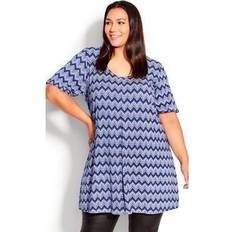 Avenue Women Blouses Avenue TUNIC LIV PLT PRT Marine Zig Zag Marine Zig Zag