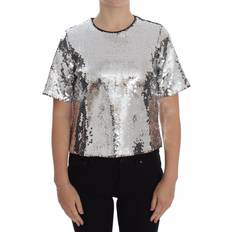 Dolce & Gabbana Polyester Blouses Dolce & Gabbana Sequined Crewneck Blouse - Silver