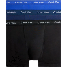 Blau - Herren Unterwäsche Calvin Klein Cotton Stretch Trunks 3-pack - Cobalt Blue/Night Blue/Black