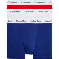 Calvin Klein Boksere - Herre Underbukser Calvin Klein Cotton Stretch Trunks 3-pack - White/Red Ginger/Pyro Blue