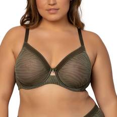 Curvy Couture Sheer Mesh Full Coverage Unlined Underwire Bra - Sun