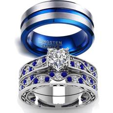 Loversring couple ring bridal sets his hers women 10k white assorted styles