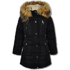 Steve Madden Girls Faux-Fur Long Parka black Little Girls