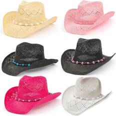 Costumes Tovoso western cowgirl hat, straw cowboy hat for women with shapeable brim