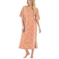 Dreams & Co Women's Long Tagless Sleepshirt Plus Size - Honey Peach Floral