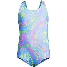 Lands' End Girl's X-back Swimsuit - Splash Blue Burst Tie Dye