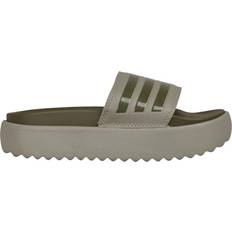 Adidas Adilette Platform Slides - Silver Pebble/Olive Strata