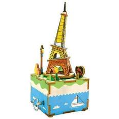 Hands Craft DIY 3D Music Box Puzzle Romantic Eiffel 41pcs Multi