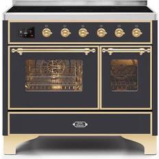 Induction Ranges ILVE UMDI10NS3MGG 40" Majestic II Induction Graphite, Yellow