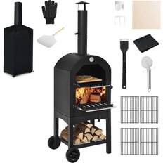 Grill Trolleys Outdoor Pizza Ovens Costway Pizza Oven with Stone