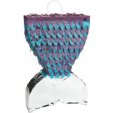 Fun Express Sparkle Mermaid Tail Multi-color Asymmetrical Birthday Pinata 15.7 x 4