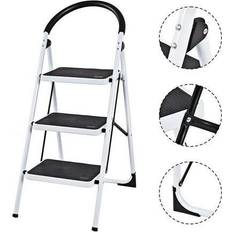 Step Ladders Costway 3 step ladder folding stool heavy duty 330lbs capacity industrial