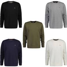 Gant Men Sweaters Gant men's sweatshirt regular shield neck sweat, rundhal, cotton blend logo