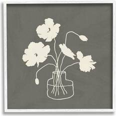 Stupell Industries Botanical Flower Buds Blossoms White Outline Vase