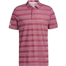 Adidas Men's Two-color Striped Polo Shirt - Almost Pink/Legacy Burgundy