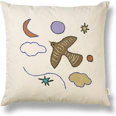 Beige Puter Ferm Living Naive cushion Bird