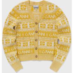 Damen - Gelb Cardigans Ganni Logo Wool Mix