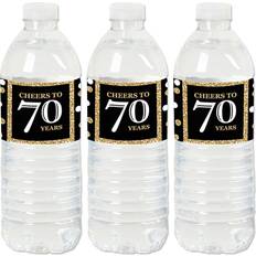 Big Dot of Happiness Adult 70th Birthday Gold Birthday Party Water Bottle Sticker Labels Set 20