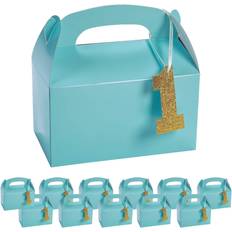 Fun Express 1st birthday light blue birthday favor boxes with tag