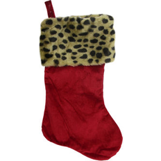 Black Stockings Northlight 20 Red Leopard Cuff Christmas