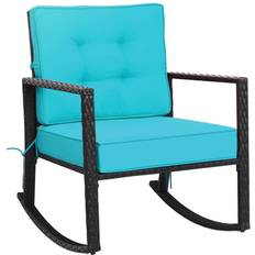 Black Outdoor Rocking Chairs Gymax Wicker Rocking