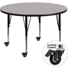 Children's Tables Flash Furniture Mobile Round Thermal Laminate Activity Table With Height-Adjustable Short Legs, 42" Gray