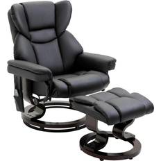 Massage & Relaxation Products Homcom Black Faux Leather Massage Recliner and Ottoman with 10 Vibration Points, Adjustable Backrest, and Remote Control