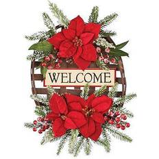 Hanging wall baskets Collections Etc Hanging Poinsettia Welcome Wall