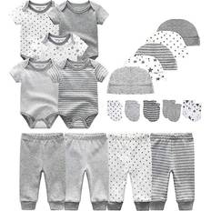 Kiddiezoom Baby Layette Essentials Gift Set 19-pcs - Gray Stripe/Little Stars/Print Set