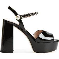 38 ½ Sandaletter Miu Miu Patent Leather Platform Sandal - Black