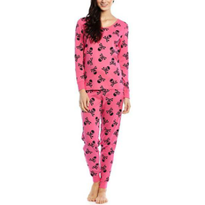 Leveret Women's Halloween Pajamas - Hot Pink/Skull