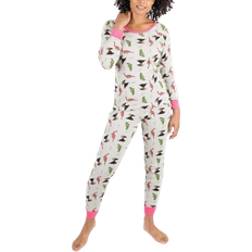 Leveret Women's Pajamas - Dinosaur/Volcano Light Grey/Pink