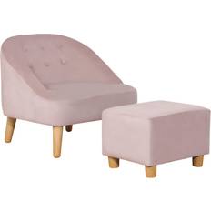 Rosa Hocker Homcom Kindersofa-Set Fußhocker 51L 51B 50H kindersessel kindercouch kindermöbel samtoptik