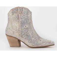 Silver Ankle Boots Matisse Harlow Rhinestone Western Boots Nude