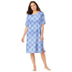 Plus Women's Short-Sleeve Sleepshirt by Dreams & Co. in Sky Blue Bias Plaid Size 7X/8X
