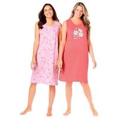 Plus Women's 2-Pack Sleeveless Sleepshirt by Dreams & Co. in Sweet Coral Bees Size 26/28 Nightgown