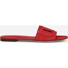 Dolce & Gabbana Calfskin sliders with logo red