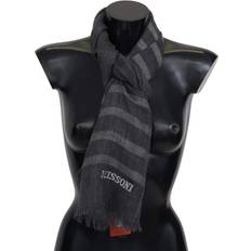 Missoni Gray Striped Wool Unisex Neck Wrap Fringes Scarf