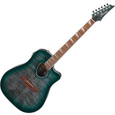 Ibanez Acoustic Guitars Ibanez Alt30fm Altstar Flamed-Top Dreadnought Acoustic-Electric Guitar Emerald Doom Burst