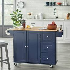 Drop leaf kitchen table Buylateral 3-drawer Drop Leaf Kitchen Cart Trolley Table