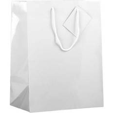 Jam Paper Glossy Gift Bags 10 x 13 x 5 White 6/Pack Large