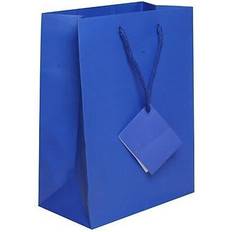 Jam Paper Gift Bags with Rope Handles Medium 8 x 10 x 4 Blue Matte 3/Pack