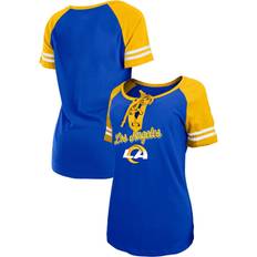 New Era T-shirts New Era Women's Royal/Gold Los Angeles Rams Lightweight Lace-Up Raglan T-Shirt